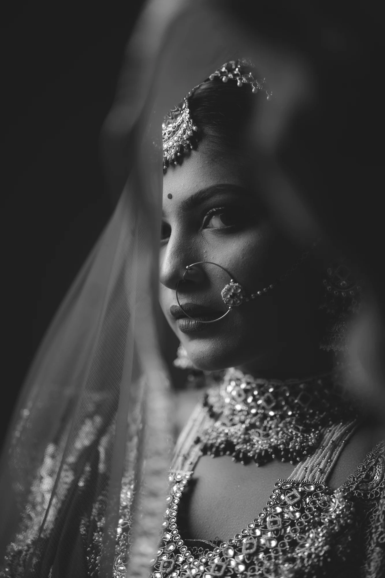 A monochrome bridal study
