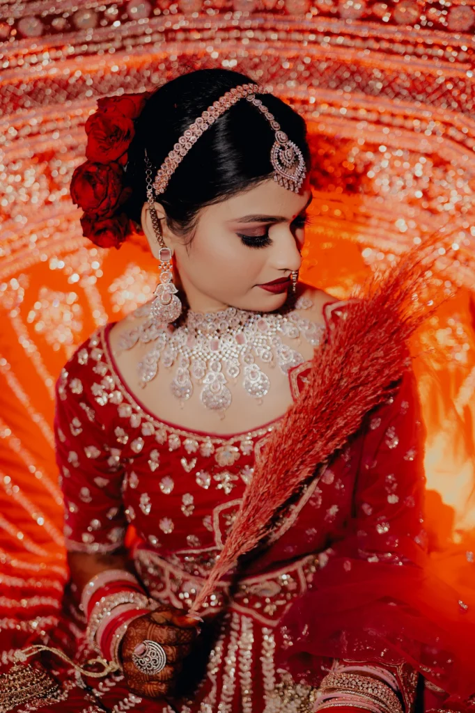 A bridal portrait in red